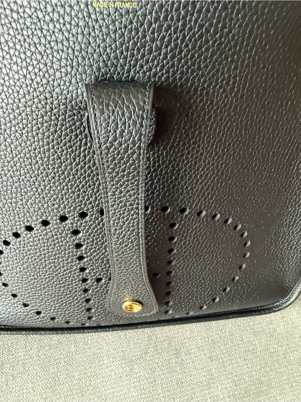 Hermes Black Perforated H Messenger Bag with Gold Hardware